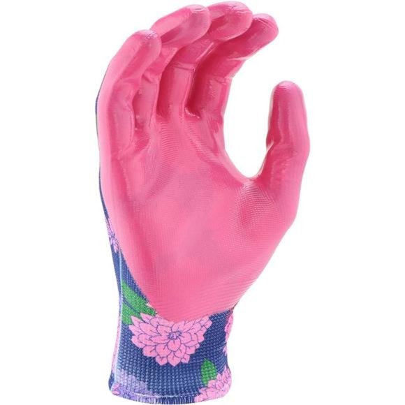 Miracle Gro Women's Nitrile Coated Grip Floral Pattern Gardening Work Gloves - Picture 6 of 7